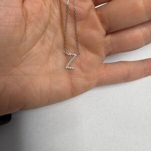 Suzy Levian Initial Z Necklace NWT Elegant Sterling Silver White Topaz Necklace